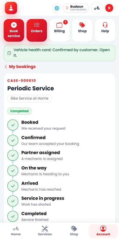 Live status screen of our app
